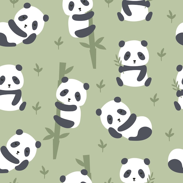 Nahtloses Muster mit süßem Panda Kinder Hintergrund Vektor