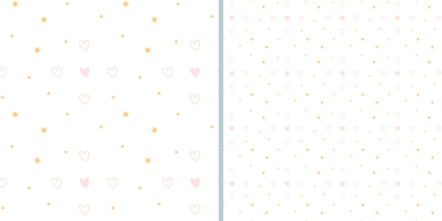 Nahtloses Muster mit süßen Sternen auf gelbem Hintergrund Kindertextur im skandinavischen Stil für Stofftextilkleidung Kinderzimmerdekoration Vektorillustration