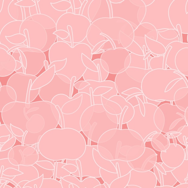 Nahtloses muster mit verschiedenen rosa äpfeln auf dem hintergrund