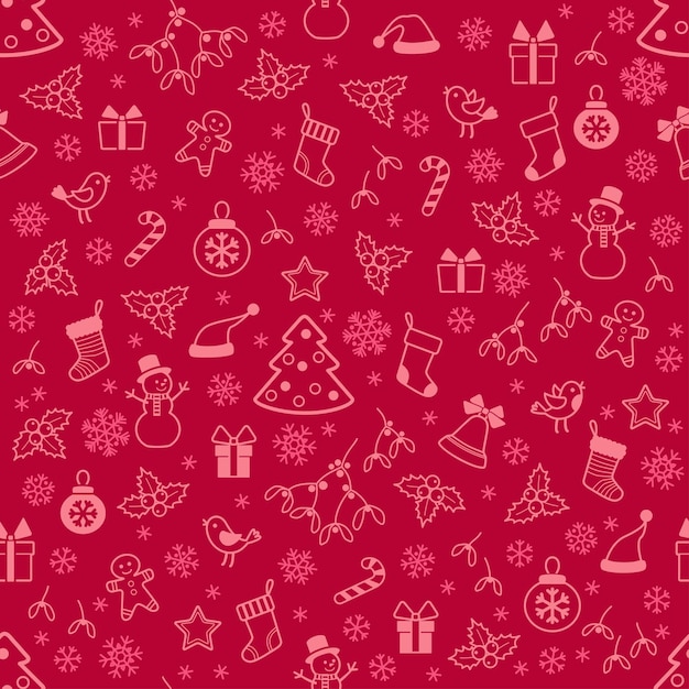 Nahtloses Muster mit Weihnachtselementen für den Hintergrund Vektorillustration