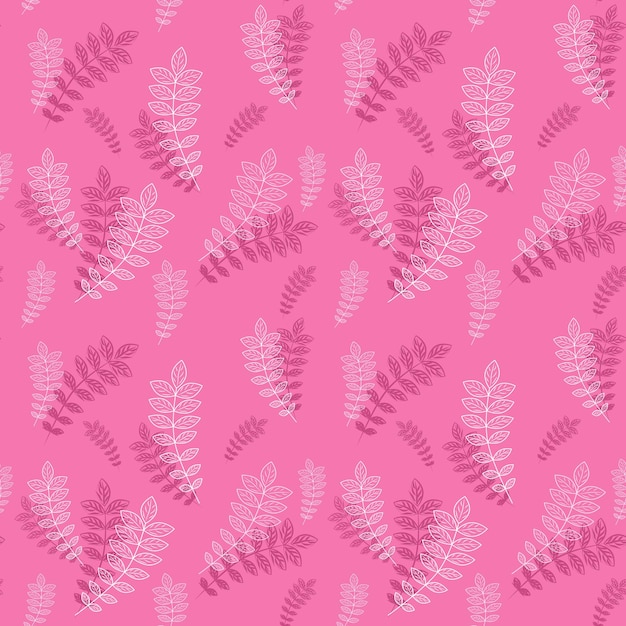 Nahtloses Muster - Pflanzenblätter in rosa Farbe