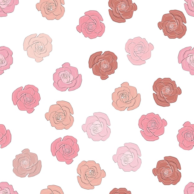 Nahtloses muster rosen- und pfingstrosenblumen konfetti-kosmetik hochzeit schöner blumenhintergrund