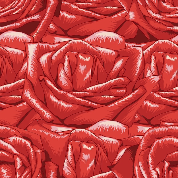 Nahtloses muster rote rose blüht hintergrund.