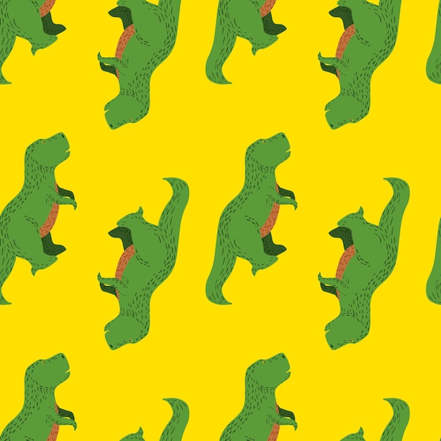 Nahtloses Muster süßer TRex-Dino Hintergrund von lustigen Dinosauriern im Doodle-Stil