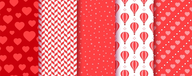 Nahtloses muster valentinstag-hintergrund rote drucke set rote liebestextur romantisches verpackungspapier.