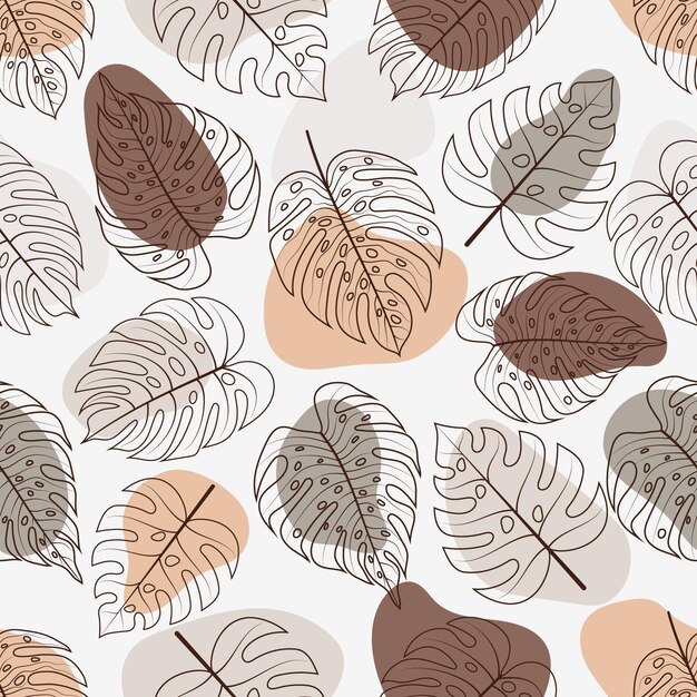 nahtloses muster von abstrakten botanischen monstera tropischen blättern