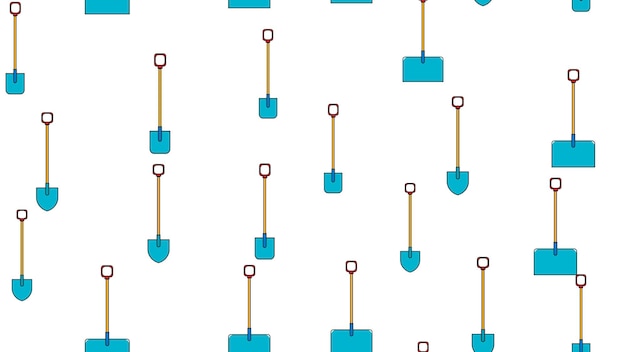 Nahtloses muster von bauikonen von aggrobschönen schneebajonettschaufeln mit holz