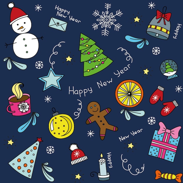 Nahtloses muster von frohe weihnachten in einem niedlichen cartoon-stil zum bedrucken von stoffverpackungspapier