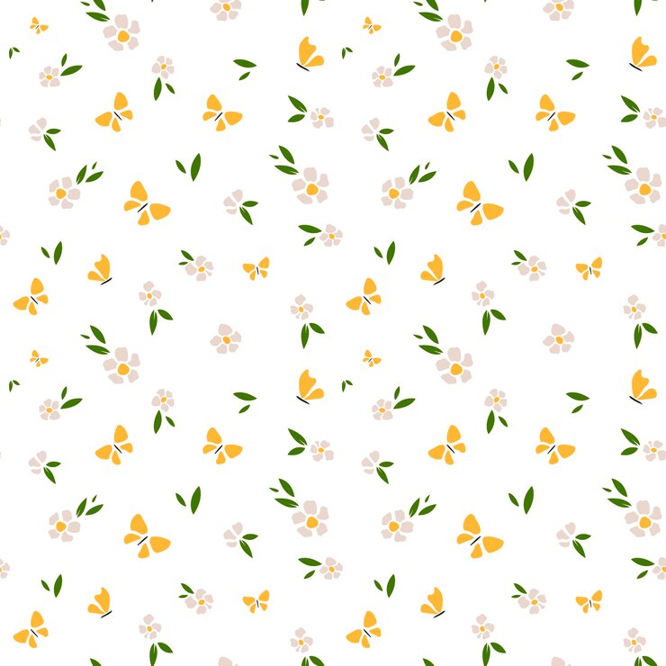 Vektor nahtloses muster von schmetterlingen und blumen romantischer vintage-hintergrund für textilstoff-dekorpapier auf weißem hintergrund