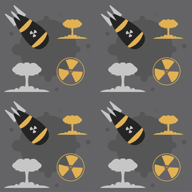 Vektor nahtloses musterdesign der atombombe, wiederholungshintergrundvorlage des kraftwerks, gefahrenikonen