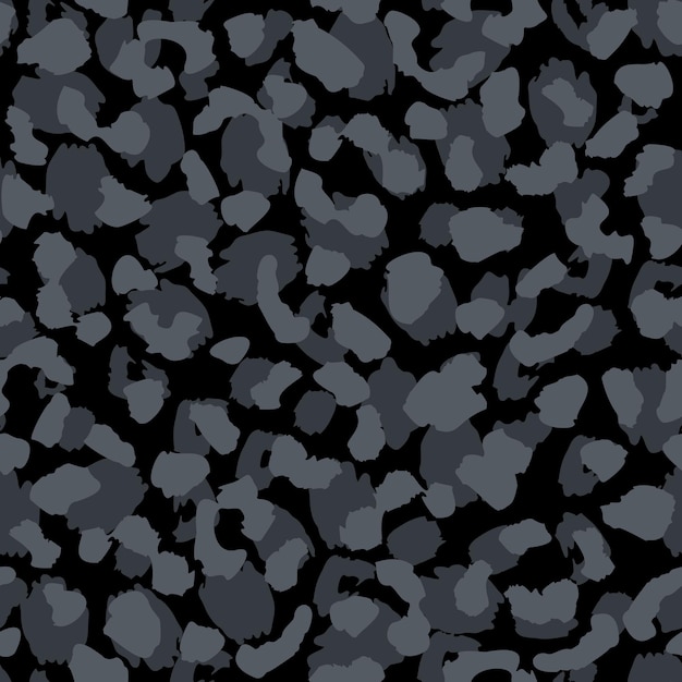Nahtloses musterdesign der dunklen leopardenhaut, vektorillustration auf schwarzem hintergrund.