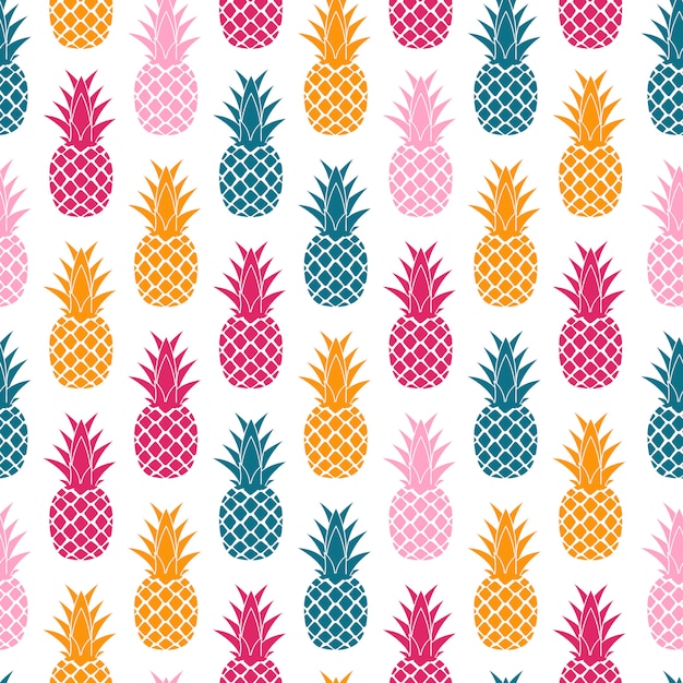 Vektor nahtloses musterdesign der tropischen frucht ananas. vektor-illustration