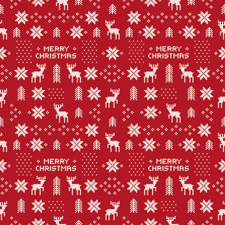 Nahtloses Retro- rotes Weihnachtsmuster mit Rotwild