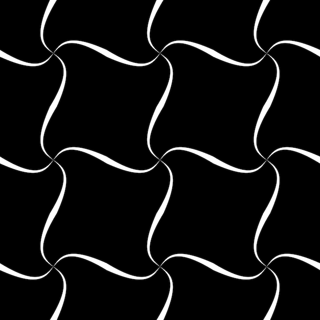 nahtloses schwarz-weißes geometrisches Muster in einer schrägen Zelle mit Quadraten