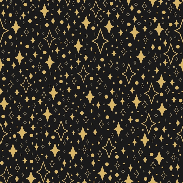 Nahtloses Sternenmuster auf schwarzem Hintergrund