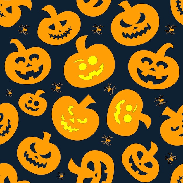 Nahtloses Vektormuster für Halloween-Design Halloween-Symbole Kürbisspinne
