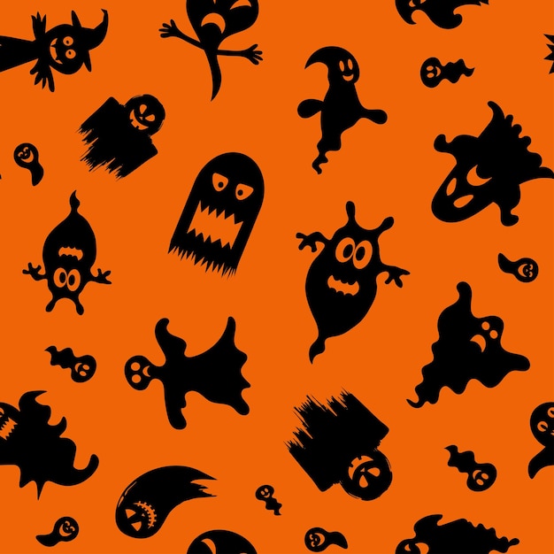 Nahtloses Vektormuster für Halloween-Design Halloween-Symbolgeist im Cartoon-Stil