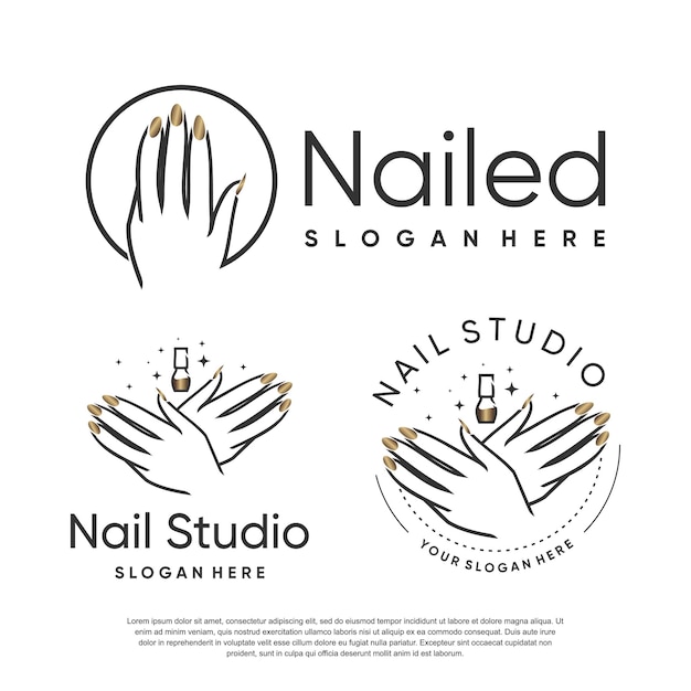 Nail-Logo-Design-Kollektion mit modernem Beauty-Konzept