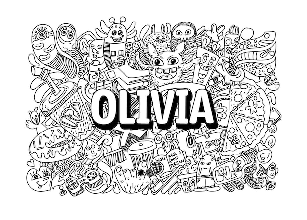 Namensgekritzel handgezeichnete Kunst für Olivia