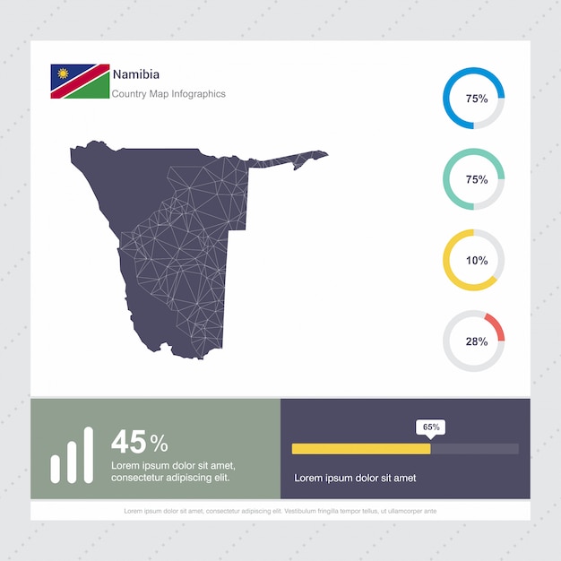 Namibia karte & flagge infografik vorlage