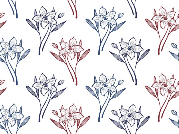 Narzissen- oder lilienblumen vector nahtlosen mustertextildruck s