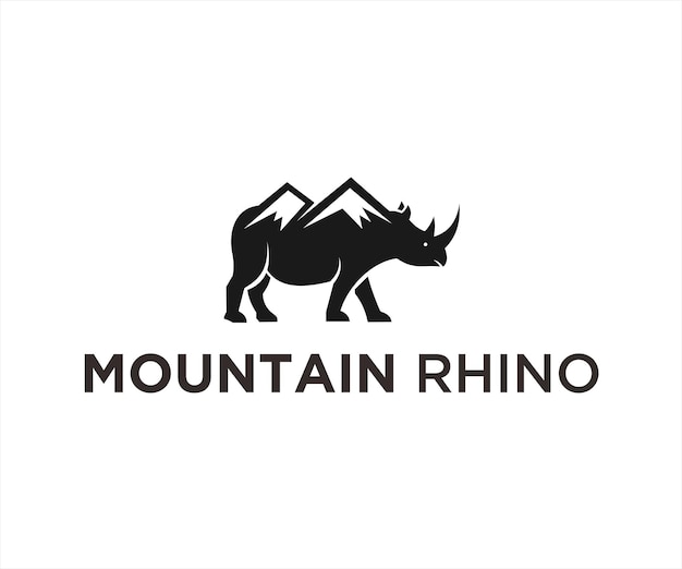 Nashorn und berg logo design vector illustration