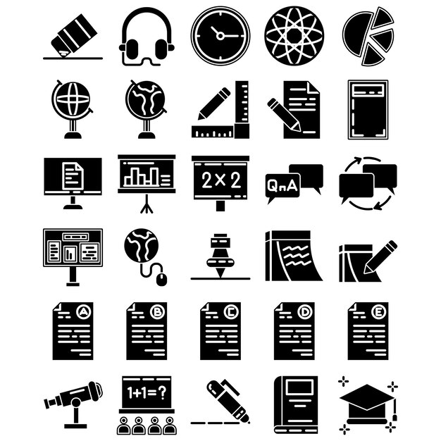 National Education Icon Pack im Glyph-Stil