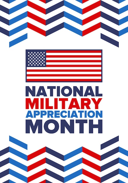 Vektor national military appreciation month im mai jahresfeiermonat der streitkräfte in den vereinigten staaten