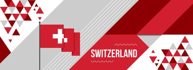 National- oder Unabhängigkeitstag-Bannerentwurf für die Feier des Landes Schweiz Flagge der Schweiz