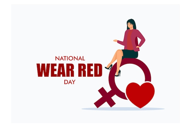 National Wear Red Day am 7. Februar flache Vektor moderne Illustration