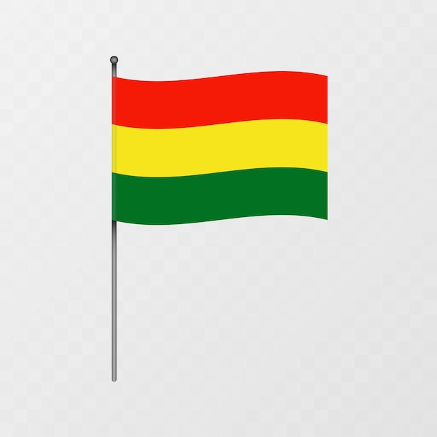 Nationale Flagge Boliviens auf dem Fahnenmast Vektor-Illustration