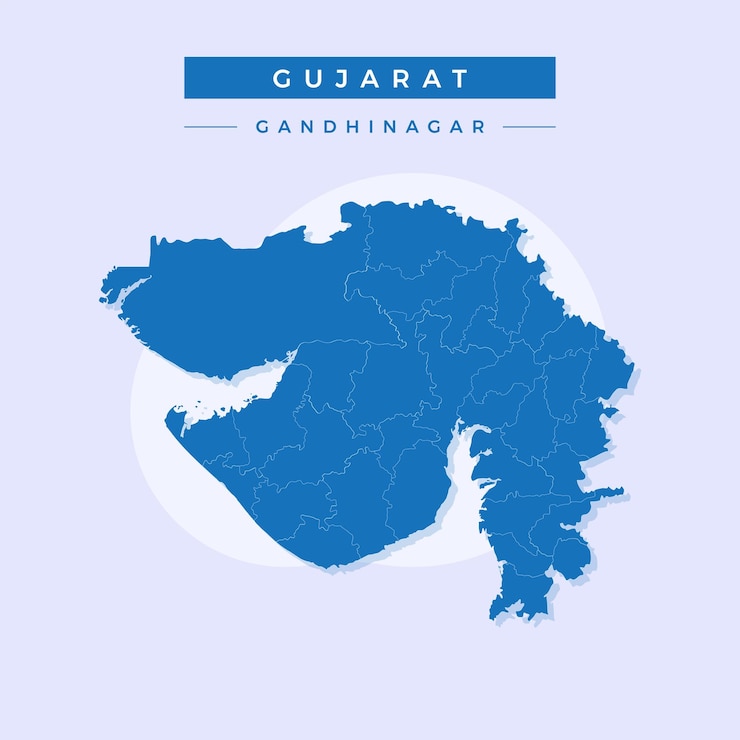 Nationale Karte von Gujarat Abbildung des Vektors der Gujarat-Karte Vektor der Gujarat-Karte