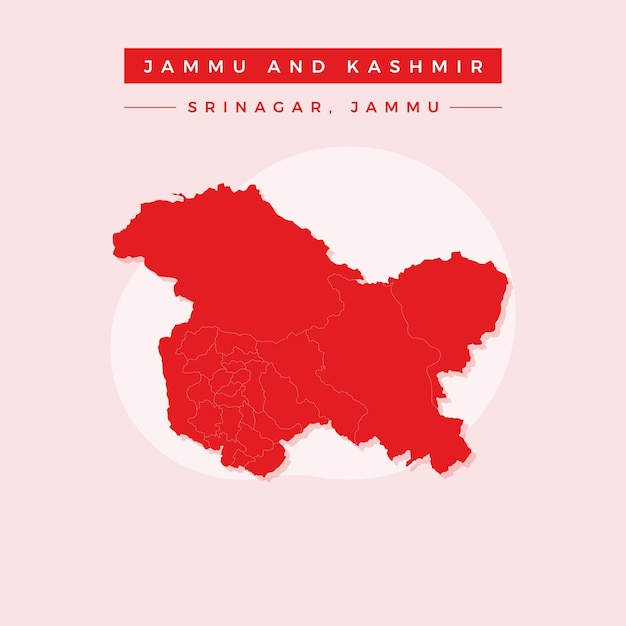 Nationale Karte von Jammu und Kaschmir Kartenvektorillustration von Jammu und Kaschmir
