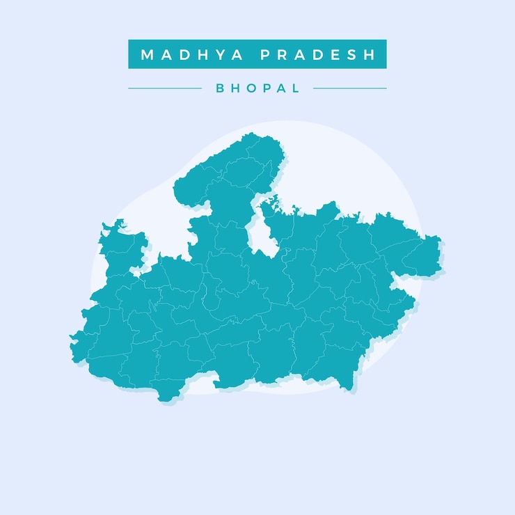Nationale Karte von Madhya Pradesh Vektorillustration der Madhya Pradesh-Karte Vektor der Karte von Madhya Pradesh