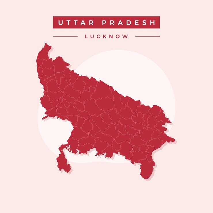 Nationale Karte von Uttar Pradesh Uttar Pradesh Karte Vektorillustration Vektor der Uttar Pradesh Karte