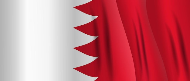 Nationale rot-weiße flagge des königreichs bahrain wehendes banner