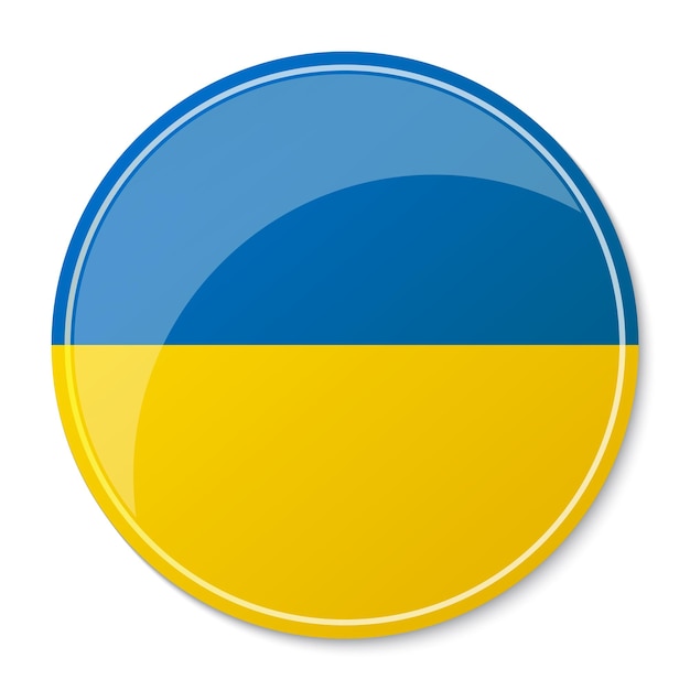 Nationale ukrainische Flagge Runde glänzende Schaltfläche