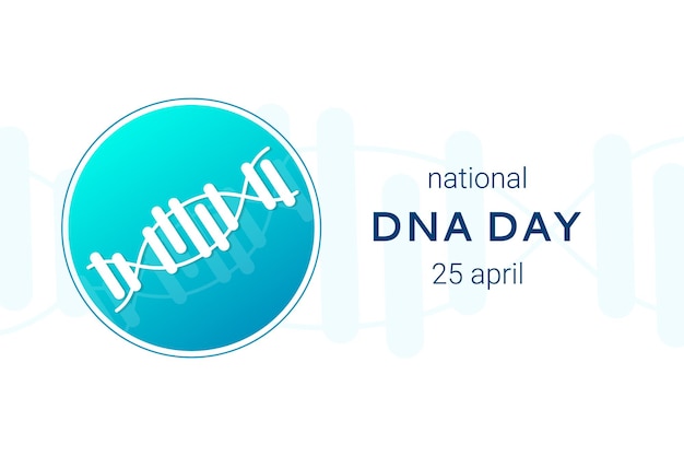 Vektor nationaler dna-tag ist der 25. april posterbanner mit einem bild einer dna-doppelhelix und dem text flachvektor