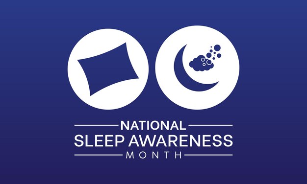 Nationaler schlafbewusstseinsmonat, der jedes jahr im märz gefeiert wird, mental health vector banner flyer poster und social medial template design