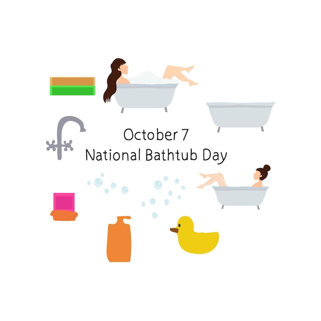 Nationaler tag der badewanne, 7. oktober, vektorillustration