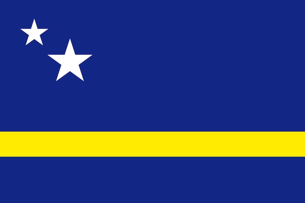 Nationalflagge der insel curaçao im karibischen meer patriotisches landessymbol mit offiziellen farben flagge des karibischen abhängigen territoriums curaçao flagge vektorillustration in flachem design für das web