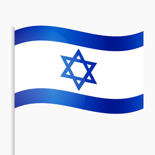 Vektor nationalflagge israels auf einem fahnenmast in einem flachen stil symbol-symbol-banner-hintergrund flaggenemblem