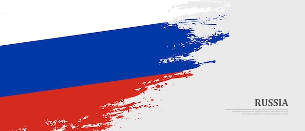 Nationalflagge Russlands mit handgezeichnetem, strukturiertem Pinselfahnenfahnenhintergrund