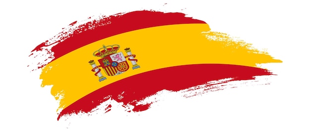 Vektor nationalflagge spaniens mit kurvenfleck-pinselstrich-effekt auf weißem hintergrund