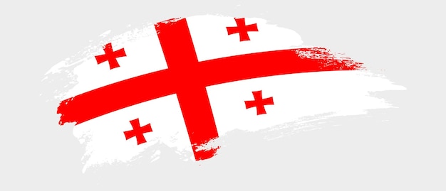Nationalflagge von georgia mit kurvenfleck-pinselstrich-effekt auf weißem hintergrund