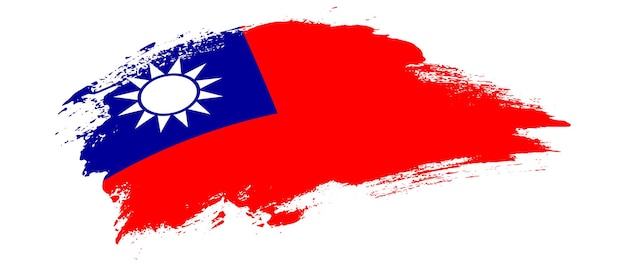 Nationalflagge von Taiwan mit Kurvenfleck-Pinselstrich-Effekt auf weißem Hintergrund