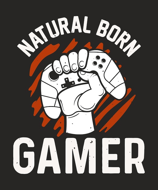 Natürlich geborenes gamer-gaming-t-shirt-design mit vektor