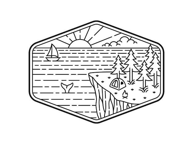 natürliche Landschaft in der Rahmenlinie künstlerische Illustration