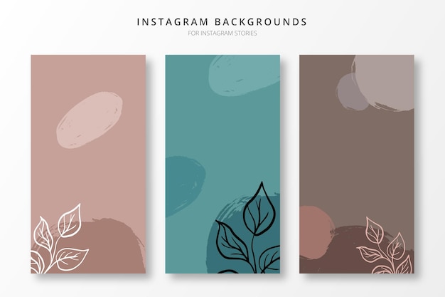 Vektor natürliche minimale instagram-geschichten-sammlung mit blumen