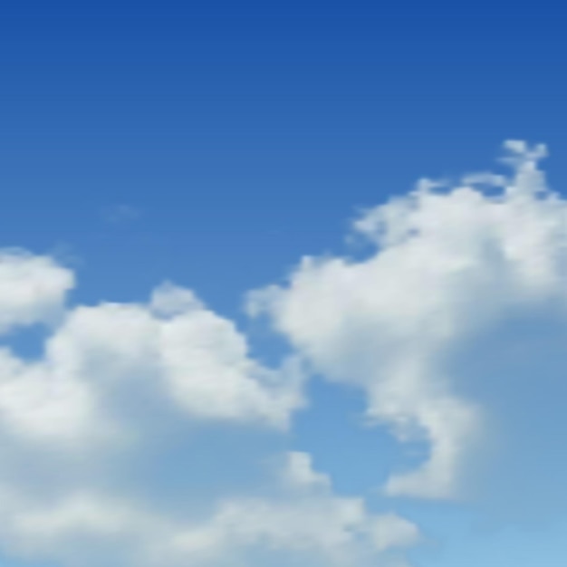 Natürlicher hintergrund mit wolke am blauen himmel. realistische wolke auf blauem hintergrund. vektor-illustration